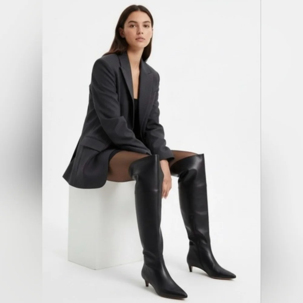 Vince Camuto Iana Black Leather Over the Knee Boots Womens Size 7 Wide Calf